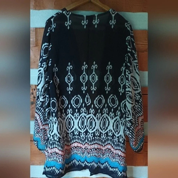 Boho western turquoise rust kimono wide sleeves multi color medium - Picture 4 of 7